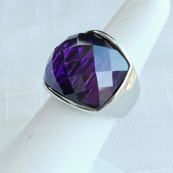 Swarovski Faceted Purple Crystal dome ring size 7 🆕 - Picture 2 of 5